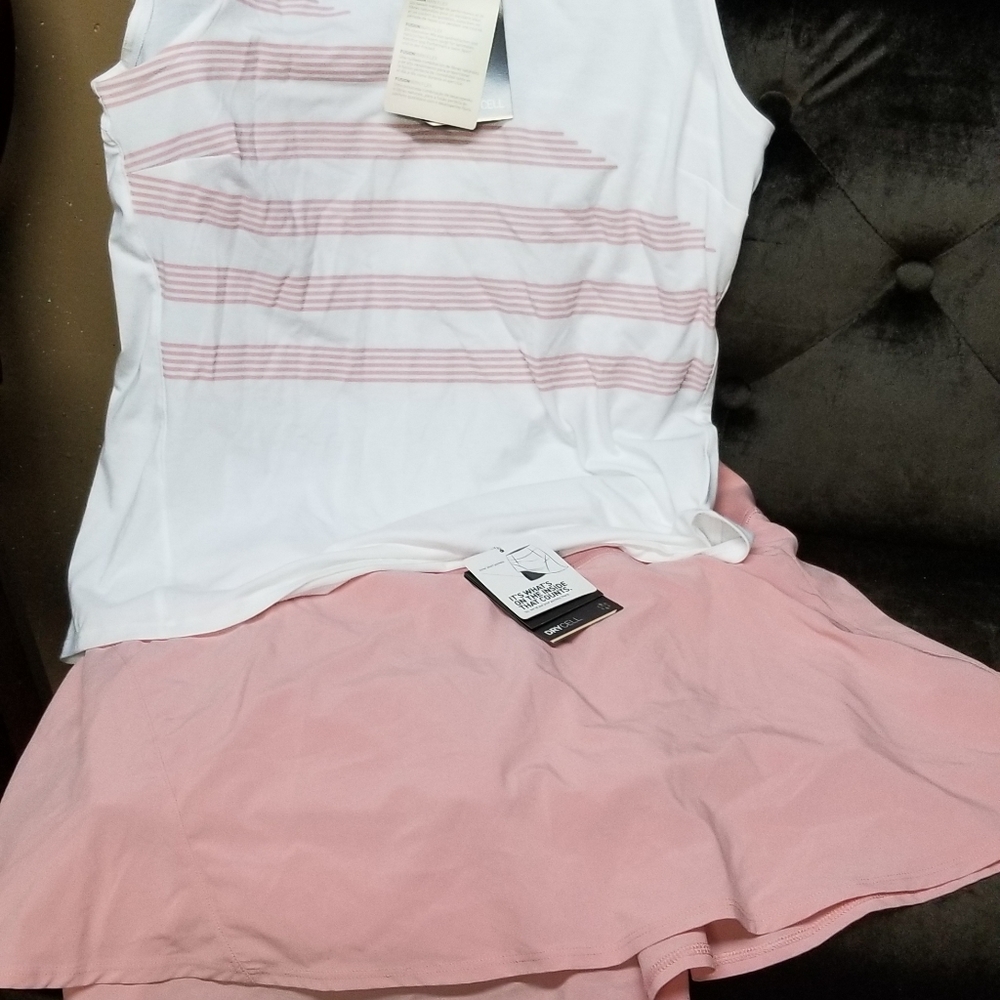 Brand new peach and white puma golf skort set
